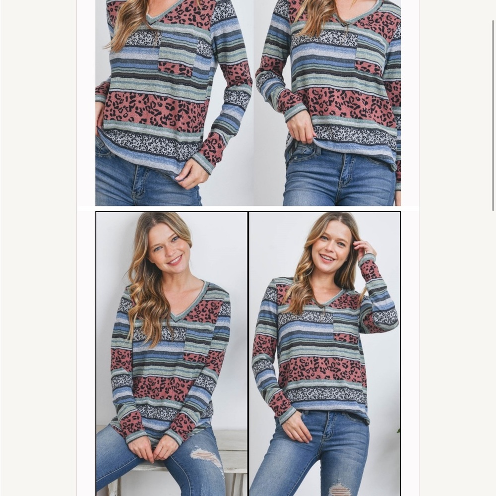 Animal print blouse long sleeve light weight